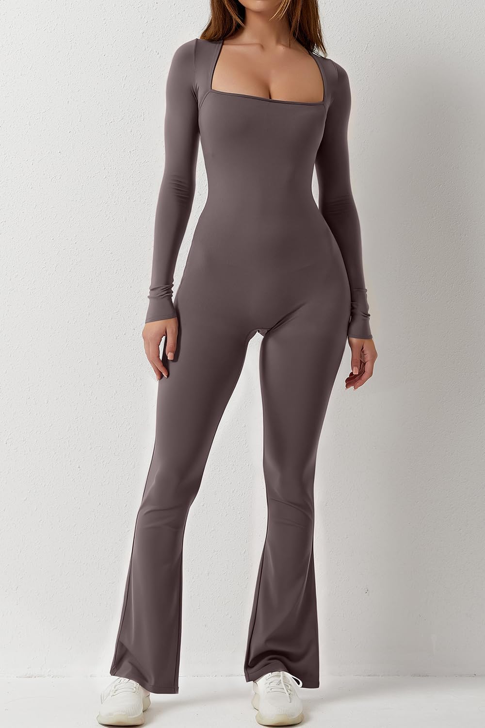 Square Neck Long Sleeve Jumpsuit