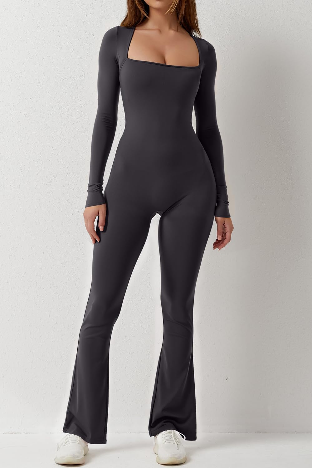 Square Neck Long Sleeve Jumpsuit