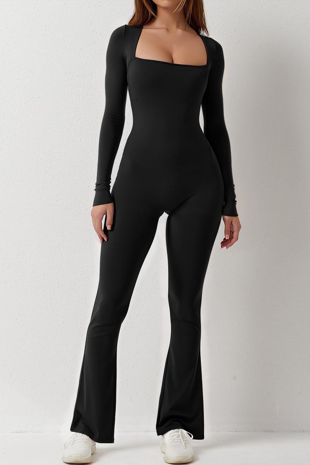 Square Neck Long Sleeve Jumpsuit