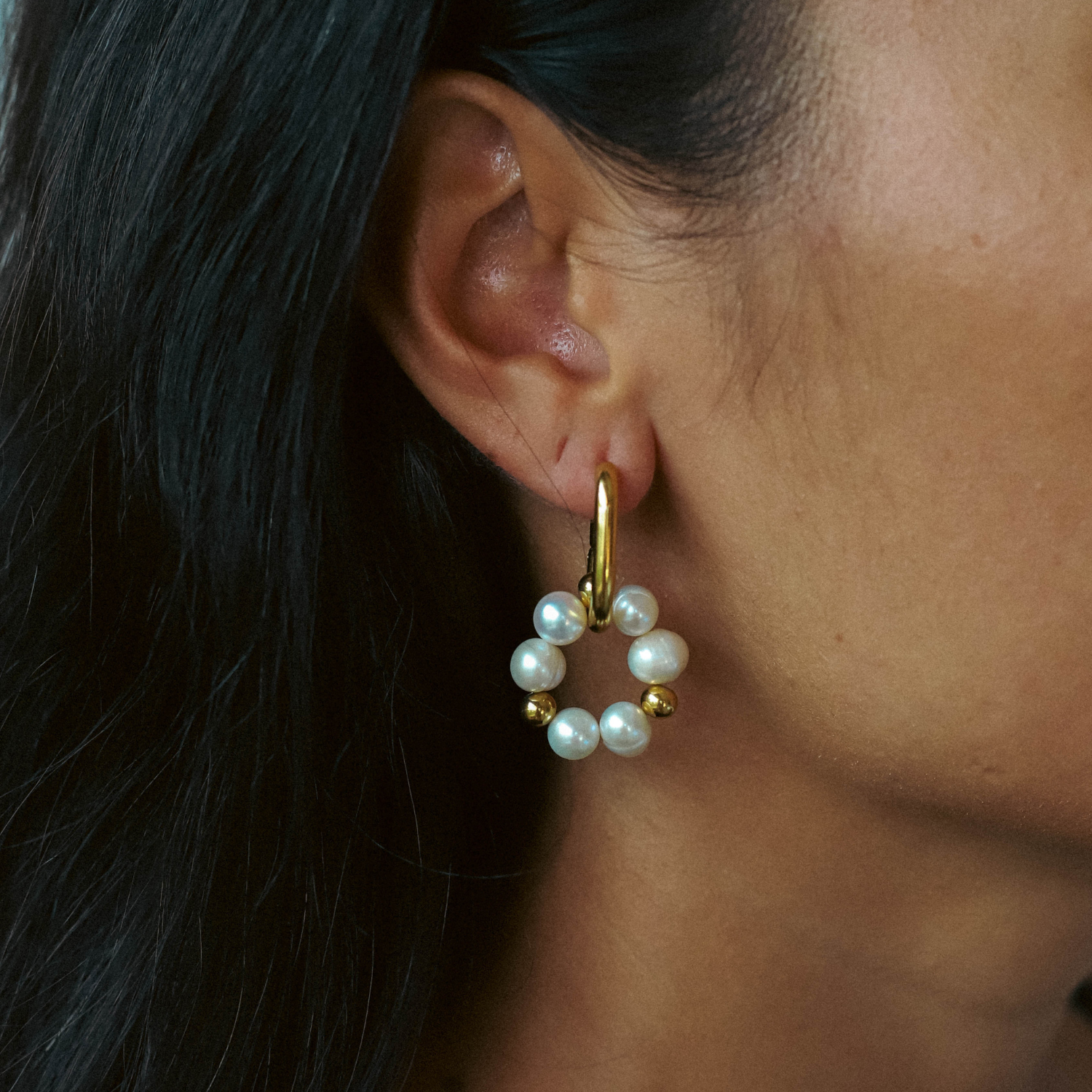 Pearl Dangle Earrings — 18K Gold Plated