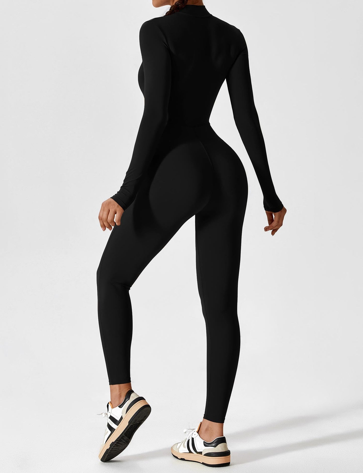 Long Sleeve/ Short Sleeve Zipper Jumpsuit