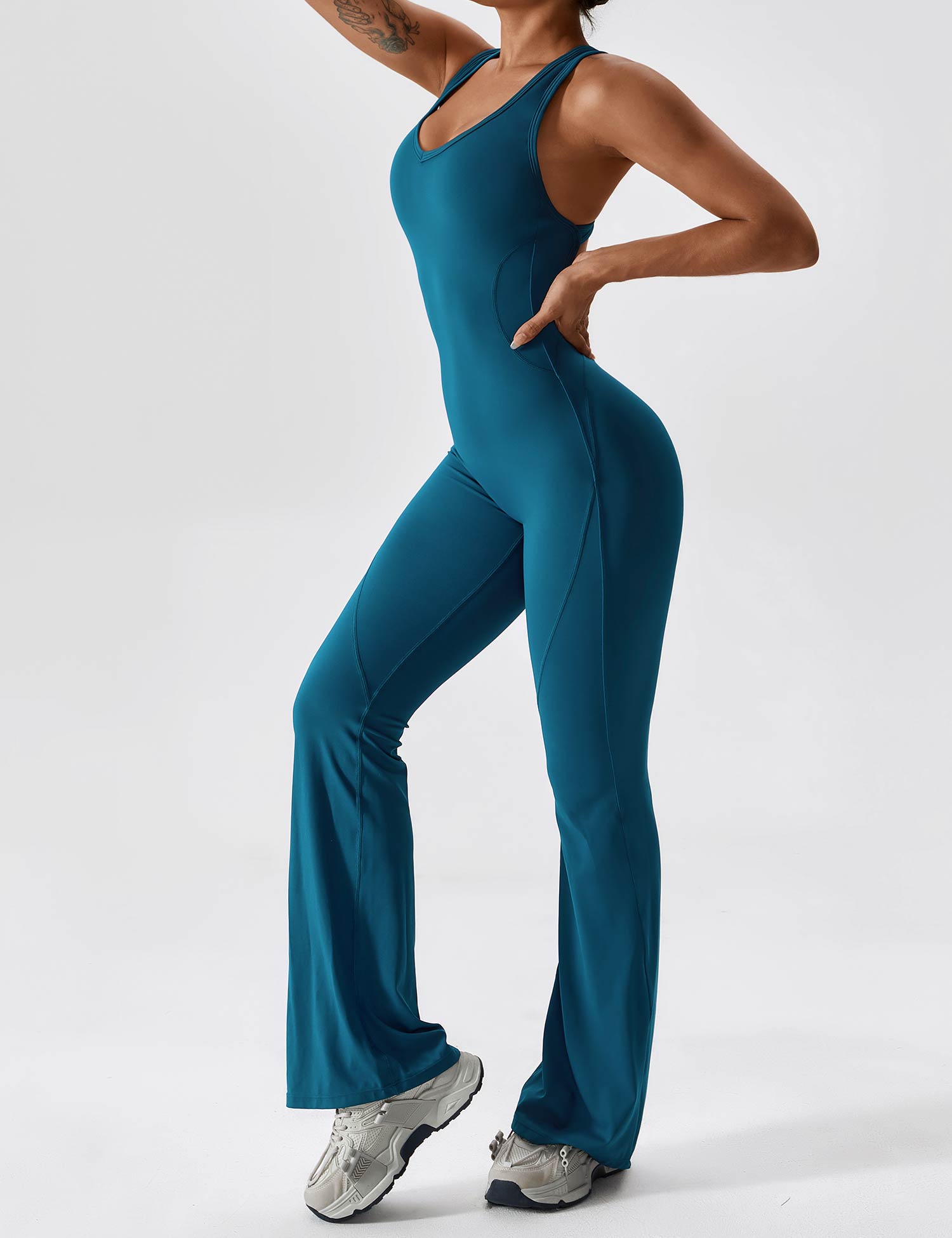 Open Back Flared Jumpsuit