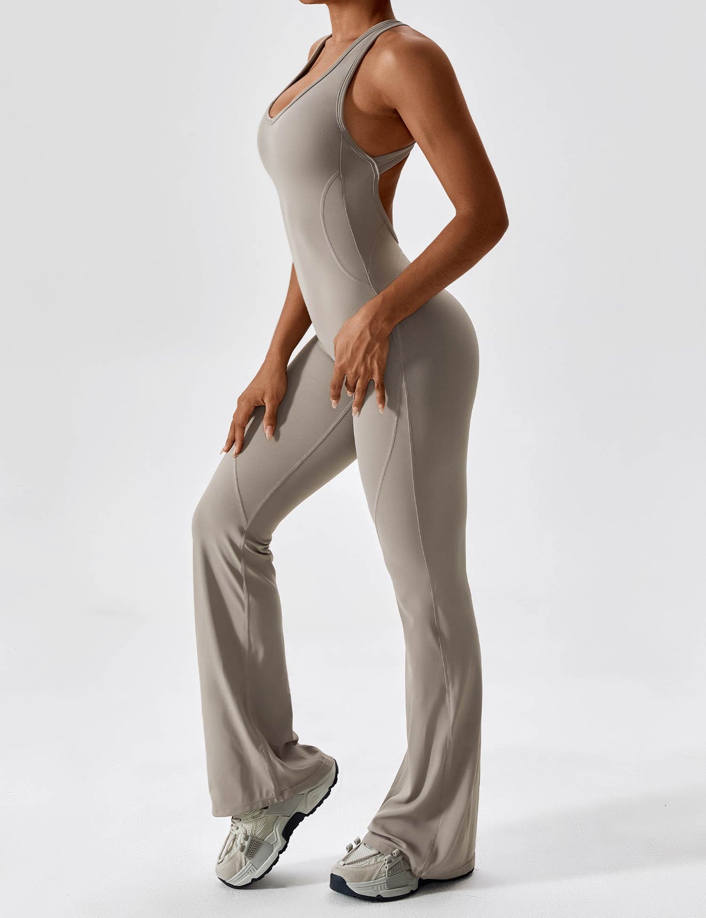 Open Back Flared Jumpsuit